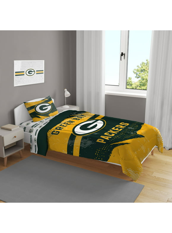 Green Bay Packers Slanted Stripe 4-Piece Twin Bed Set