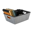 thumbnail image 3 of Simplify Herringbone Grommet Shelf Tote Basket in Gray, 3 of 6