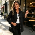 thumbnail image 4 of Womens Waffle Knit Shacket Jacket Casual Button Down Shirts Tops Long Sleeve,Loose Fit,Boyfriend Style,Collared V Neck,Fall Cardiga,Outwear with Pockets, 4 of 5
