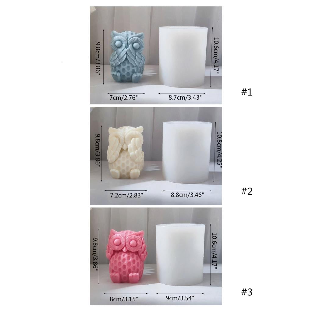 Osdhezcn Animal Candle Mold Owl Silicone Mold for Making Aromatherapy Resin Molds Wax Soap Epoxy Mold DIY Craft Baking Mold