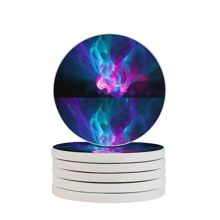 

Circular Drink Coasters Set Cool Blue Fire Beautiful Home Decor Diatomite Heat-Resistant Diatomite Protect Table Countertop