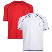 iXtreme Boys Rash Guard - 2 Pack Quick Dry UPF 50+ Sun Protection Swim Shirt for Boys (4-18)