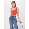 thumbnail image 3 of Square Neck Buttoned Cami Tank Top with Belt Detail, 3 of 5