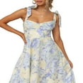 thumbnail image 4 of QJUHUNG Robe Longue Bustier à Col Carré Y2k pour Femmes Boho à Fleurs Sans Manches Fendue Ligne A Corset Robe Maxi Décolleté Plongeant Robe d'Été, 4 of 8