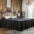 thumbnail image 4 of Bed Skirt Twin Size White Ruffled Bed Skirts with Split Corners Dust Ruffle Bed Skirt with Platform 18 Inch Drop, Black, 4 of 6
