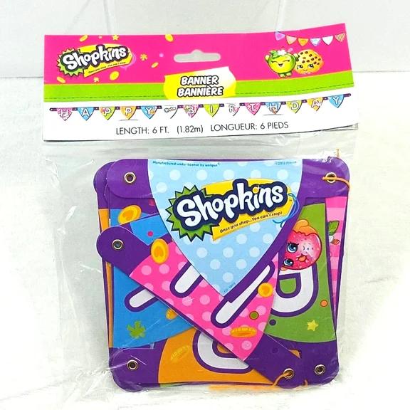 Shopkins Happy Birthday 6In Jointed Banner Paper Goods Birthday Supplies Party