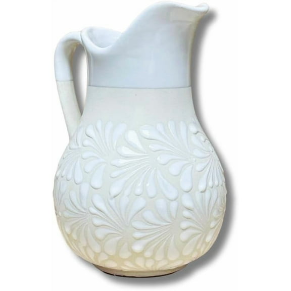 Engobe/White Large Pato Clay Pitcher - Jarro de Barro - Handmade Mexican Clay Pitcher - Margarita Pitcher - Summertime Essentials