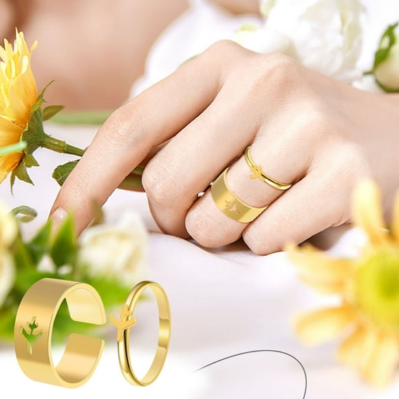 TopLLC Rings Ladies Fashion Geometric Airplane Set Opening Jewelry Ring Ladies