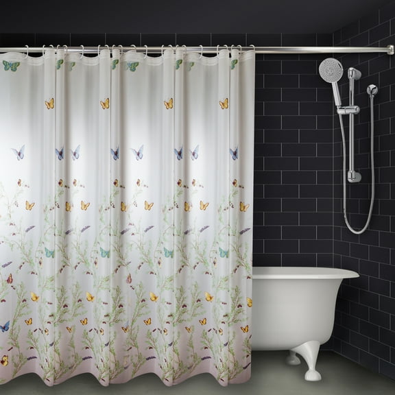Rod Desyne Tranquil Floating Butterflies Shower Curtain