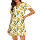 thumbnail image 1 of Fotbe Corn On The Cob Bata de Dormir para Mujer con Estampado, Camisón de Algodón de Manga Corta, Ropa de Dormir Casual, 1 of 6