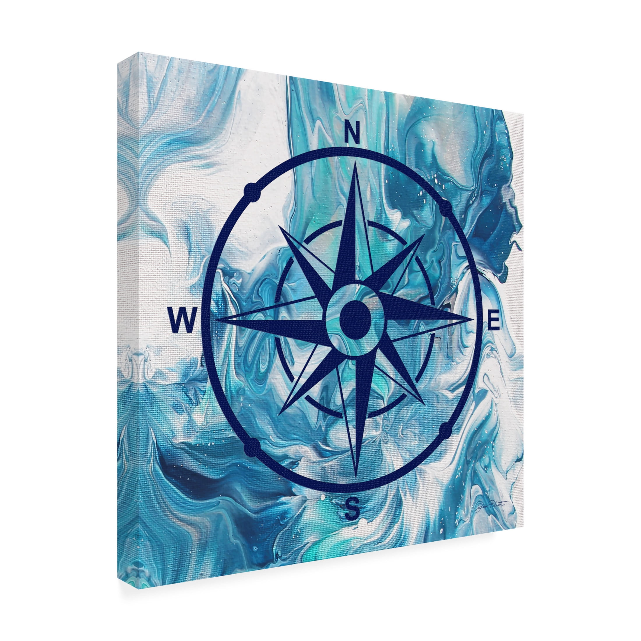 Canvas Wall Art - Jean Plout 'Abstract Ocean B' Wall Art for Living Room, Bedroom, or Office Décor by Trademark Fine Art - 24 x 24 Inches