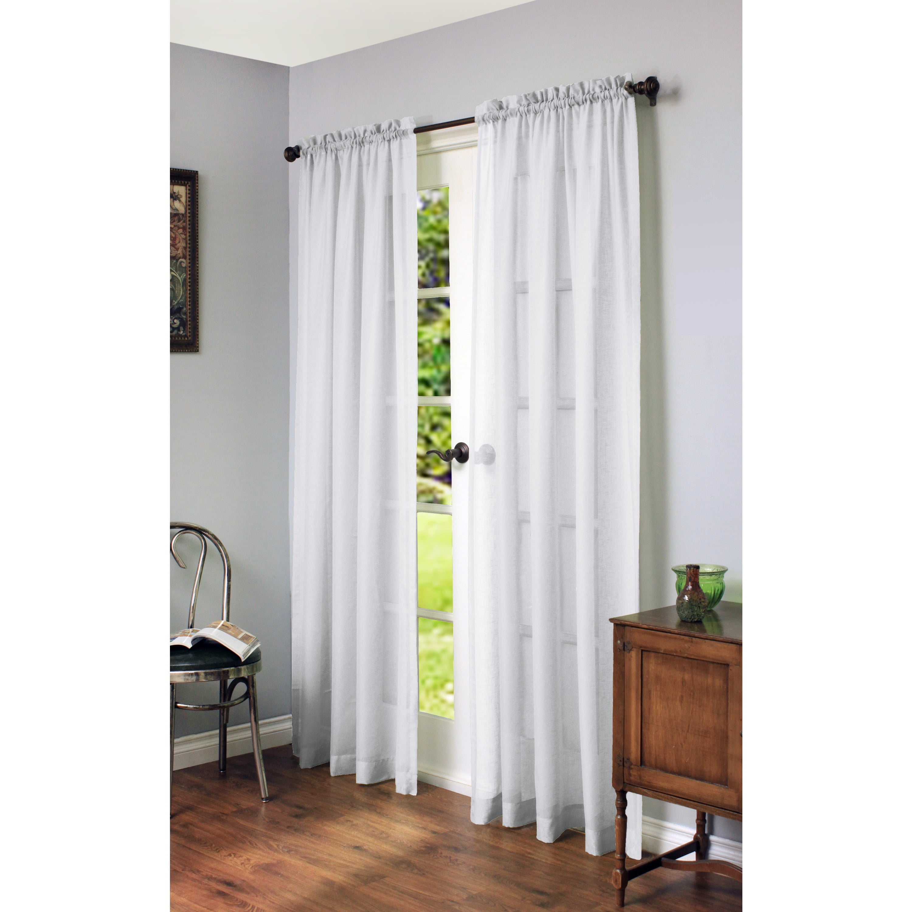 Loft Living Cannes Sheer Rod Pocket Indoor Curtain 56 x 95 in White