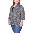 thumbnail image 2 of Plus Size Puff Print 3/4 Sleeve Two-Fer Top, 2 of 3