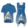 thumbnail image 6 of Psesaysky Shark Print Matching Couple Outfits Mens Cool Animal Aloha Shirts Plus Size Women Sleeveless Tank Sundress Summer Beach Flowy Dress Cover up with Pockets,S-5XL, 6 of 7