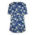 thumbnail image 5 of JTZGDY Summer Shirts for Women Casual Ruched Pleated Short Sleeve Crewneck Graphic T-Shirts Cute Floral Printed Ladies Flowy Tunic Blouse Blue#03 XXL, 5 of 6