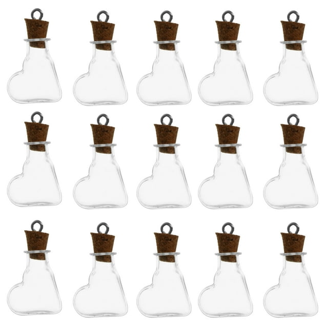 30 Pcs Bouteille à Souhaits en Forme de Cœur DIY avec Bouchons en Liège