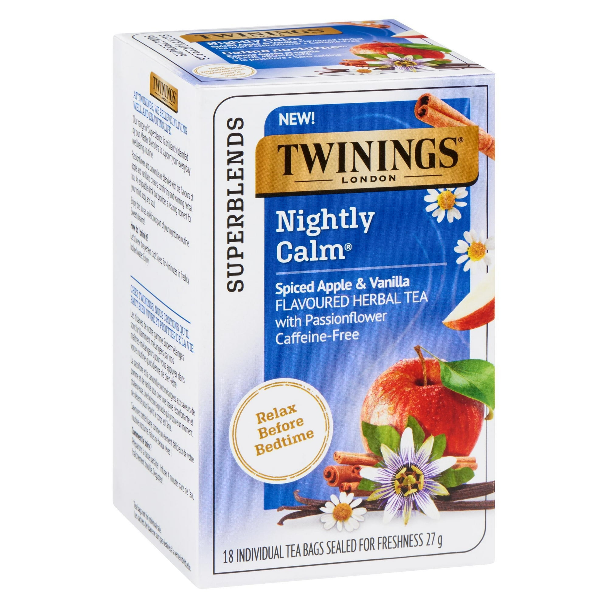Twinings Supermélanges Calme nocturne 18 Sachets de thé Pomme Épicée et Vanille