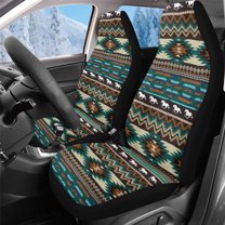 Uorisanigo Car Seat Covers, 2 Pack Seat Cushion Protectors, Fluffy Aztec African Tribal Horse Front Seats Covers for Auto Interior Accessories with Soft Fuzzy Non-Slip