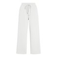 thumbnail image 7 of Diufon White Sweatpants for Women Baggy Drawstring High Waist Fleece-lined Pants Fall Winter Warm Pants with Pockets, 7 of 7