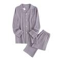 thumbnail image 1 of Mens Solid Color Sets Button Wear Lounge Wear Home Sleep Set Tops+Pants, 1 of 1