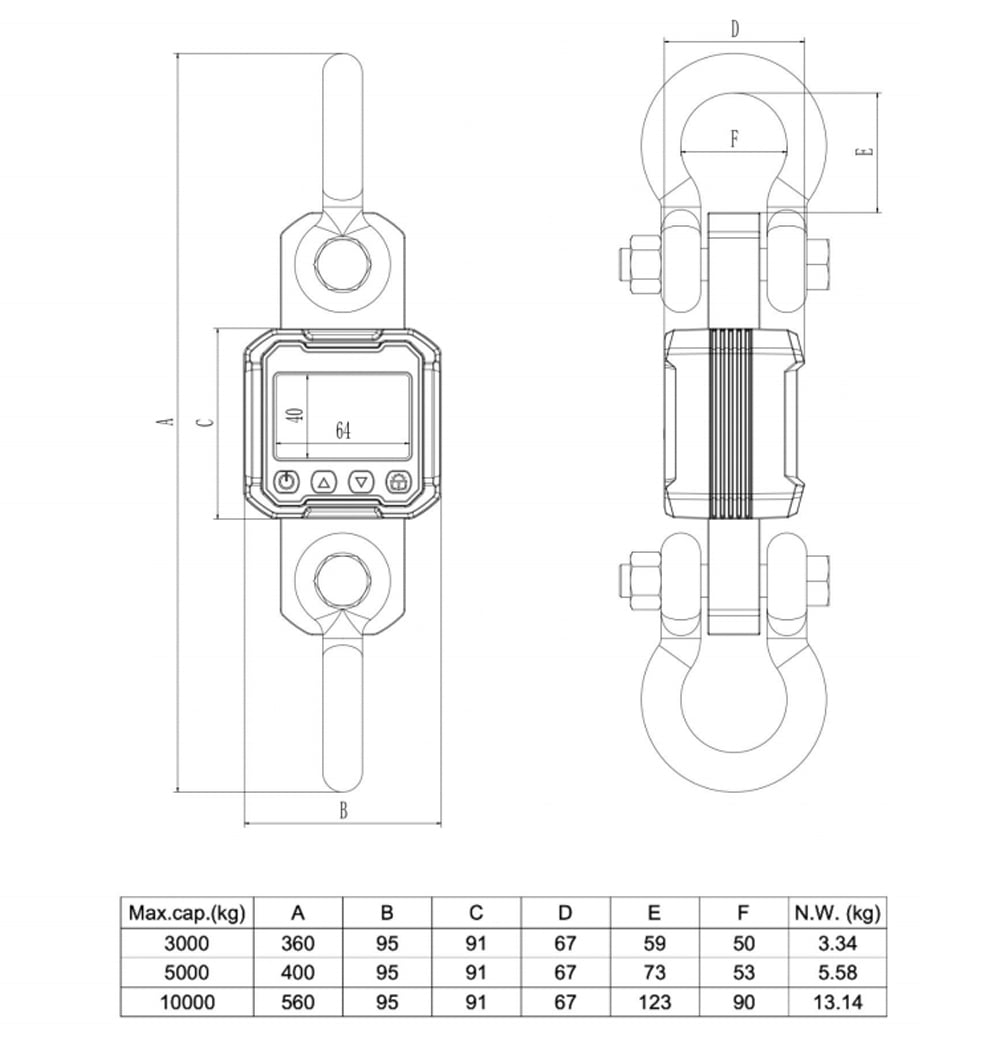 11000lbs/5T Elevator Rope Tension Meter Rope Force Scale Tester Digital Dynamometer Crane Scale 5000kg×2kg