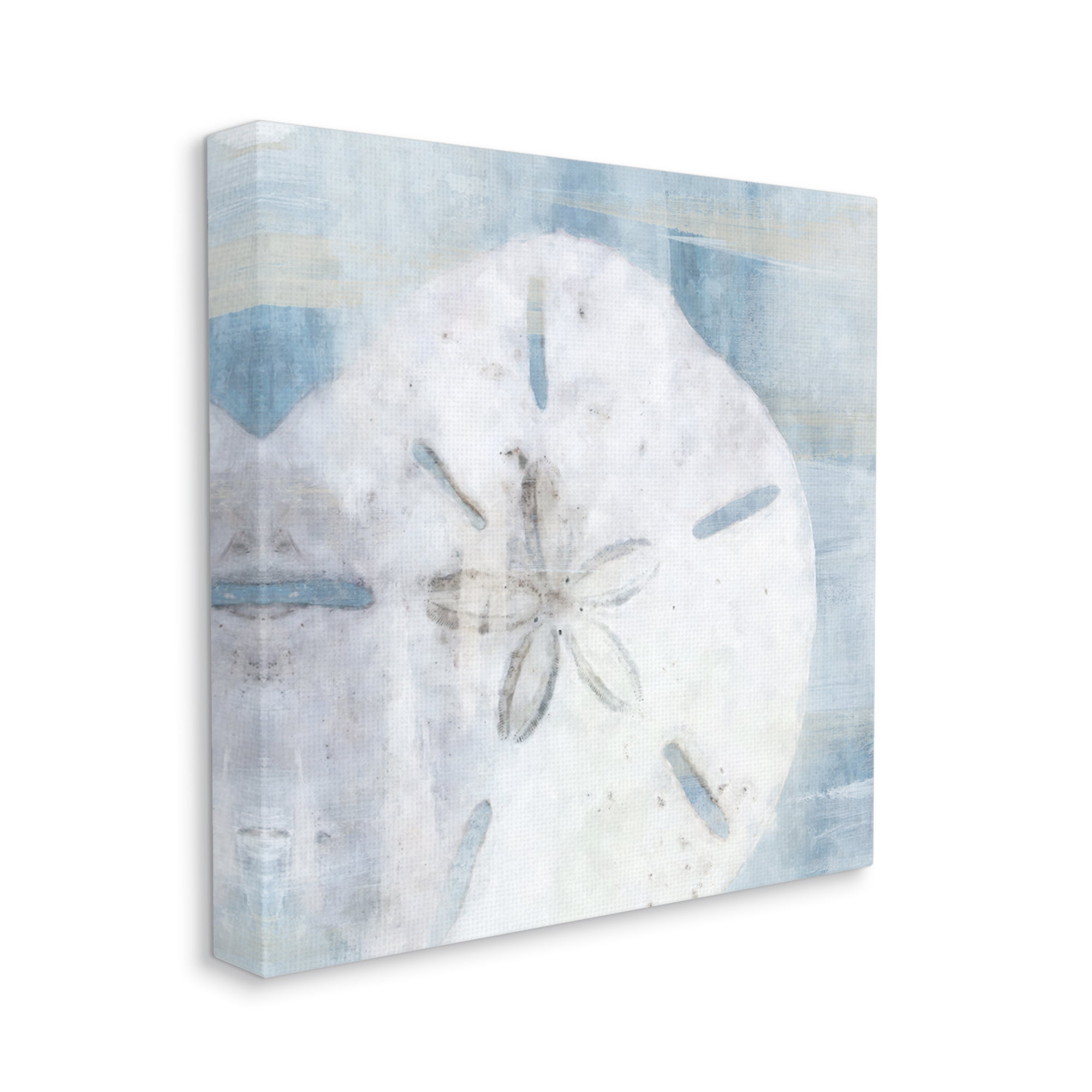 Stupell Pastel Blue Sand Dollar Seashell Landscape Painting Gallery Wrapped Canvas Print Wall Art