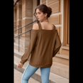 thumbnail image 2 of Blusa de Verano con Escote Cuadrado y Hombros Descubiertos para Mujer, Color Café M, 2 of 8