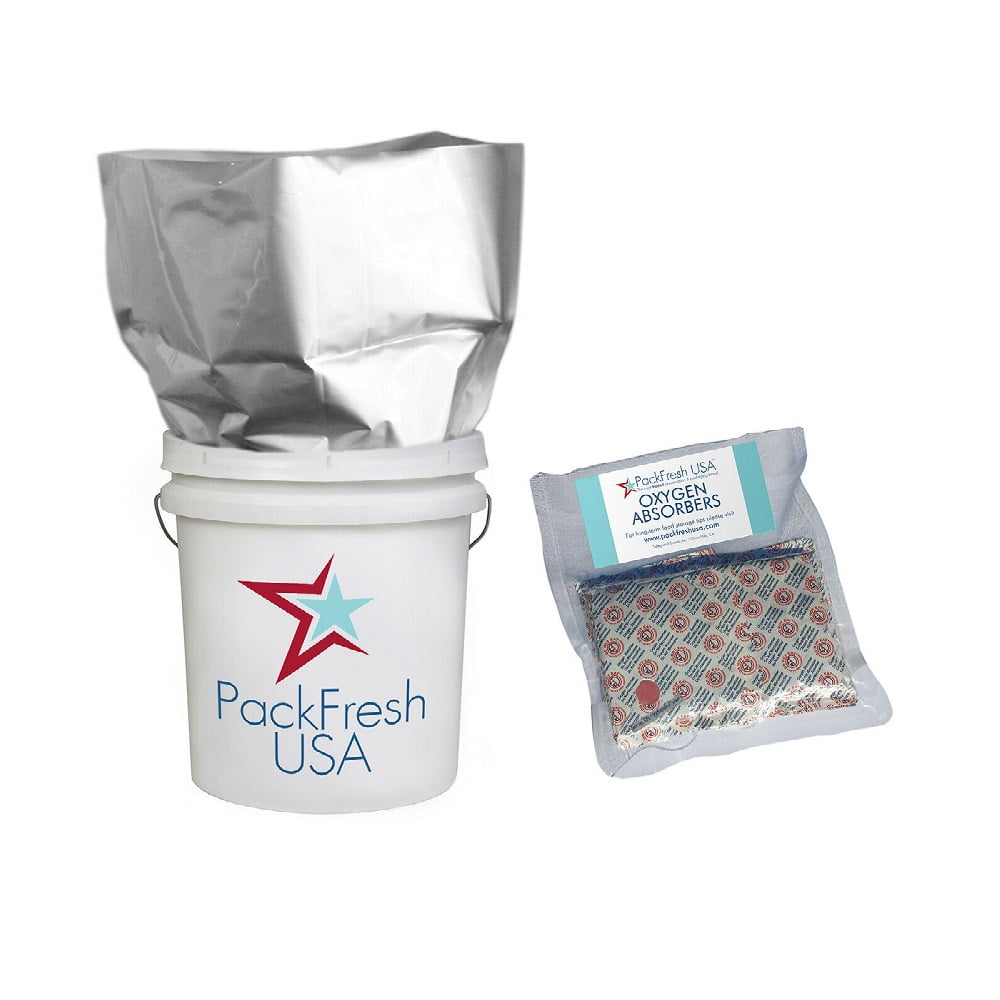 5 Pack 7 Mil 5 Gallon HD Mylar Bags + 2000cc Oxygen Absorbers