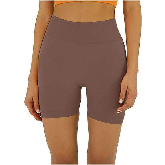 REALiKUN Biker Shorts Women Workout Shorts High Waisted Spandex Shorts for Gym Yoga Shorts Brown M