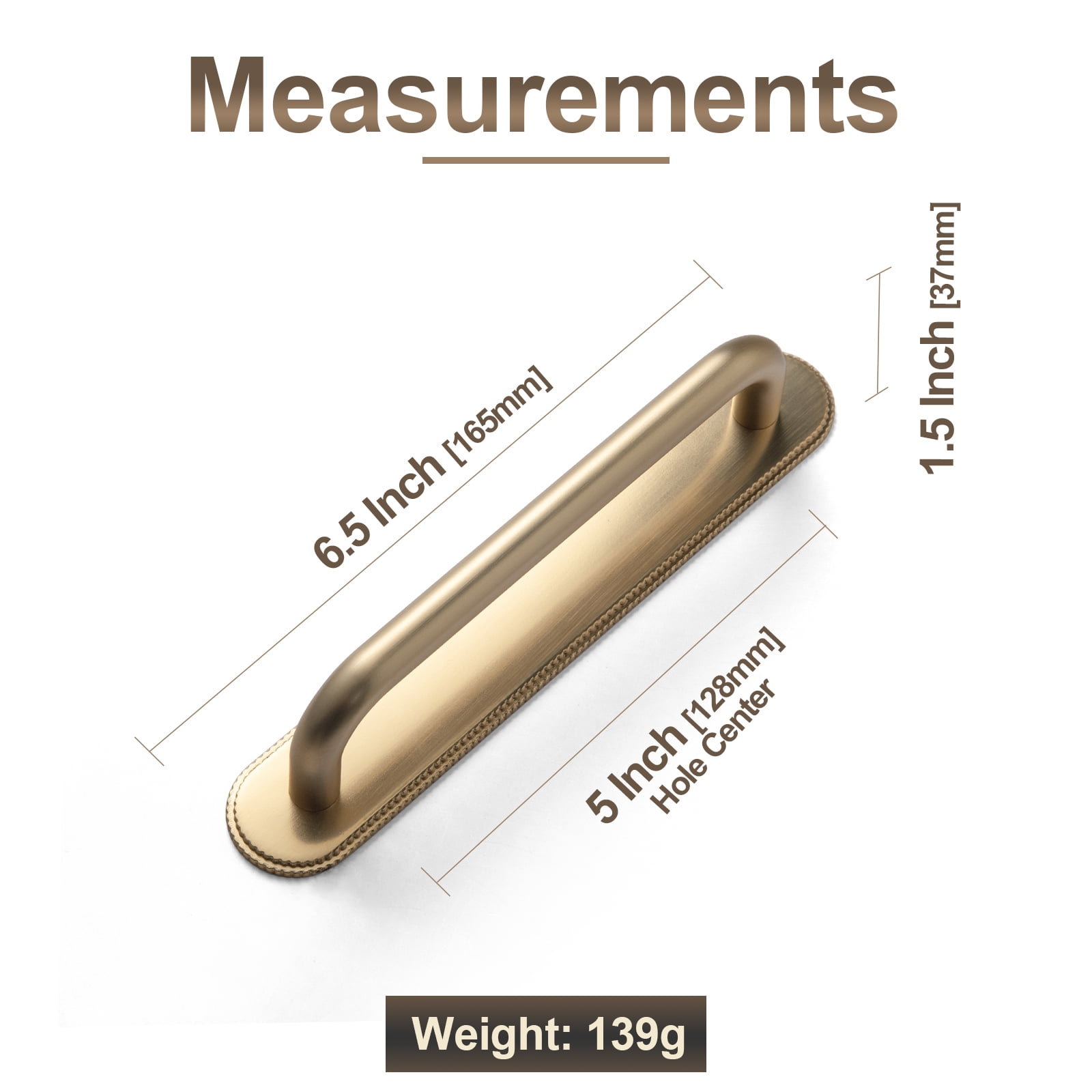 Goo-Ki 2 Pack 5''(128mm) Hole Center Champagne Bronze Cabinet Pulls with Backplate, Zinc Alloy Minimalist Style Cabinet Handles for Drawer,Dresser,Cupboard Wardrobe Cabinet (2218-g019)