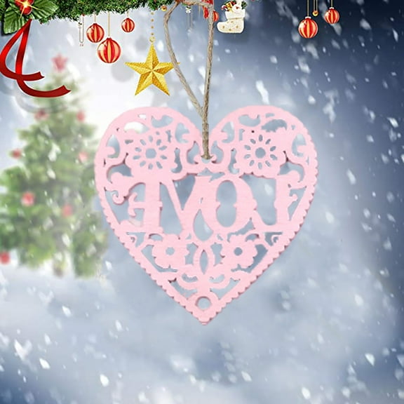 Nmdmisc 10Pcs Wooden Valentines Day Heart Hanging Ornament for Wedding Party/Home Decoration (Pink)