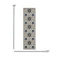 thumbnail image 2 of 2â€™ x 10â€™ Gray and Blue Indoor Outdoor Runner Rug, 2 of 6