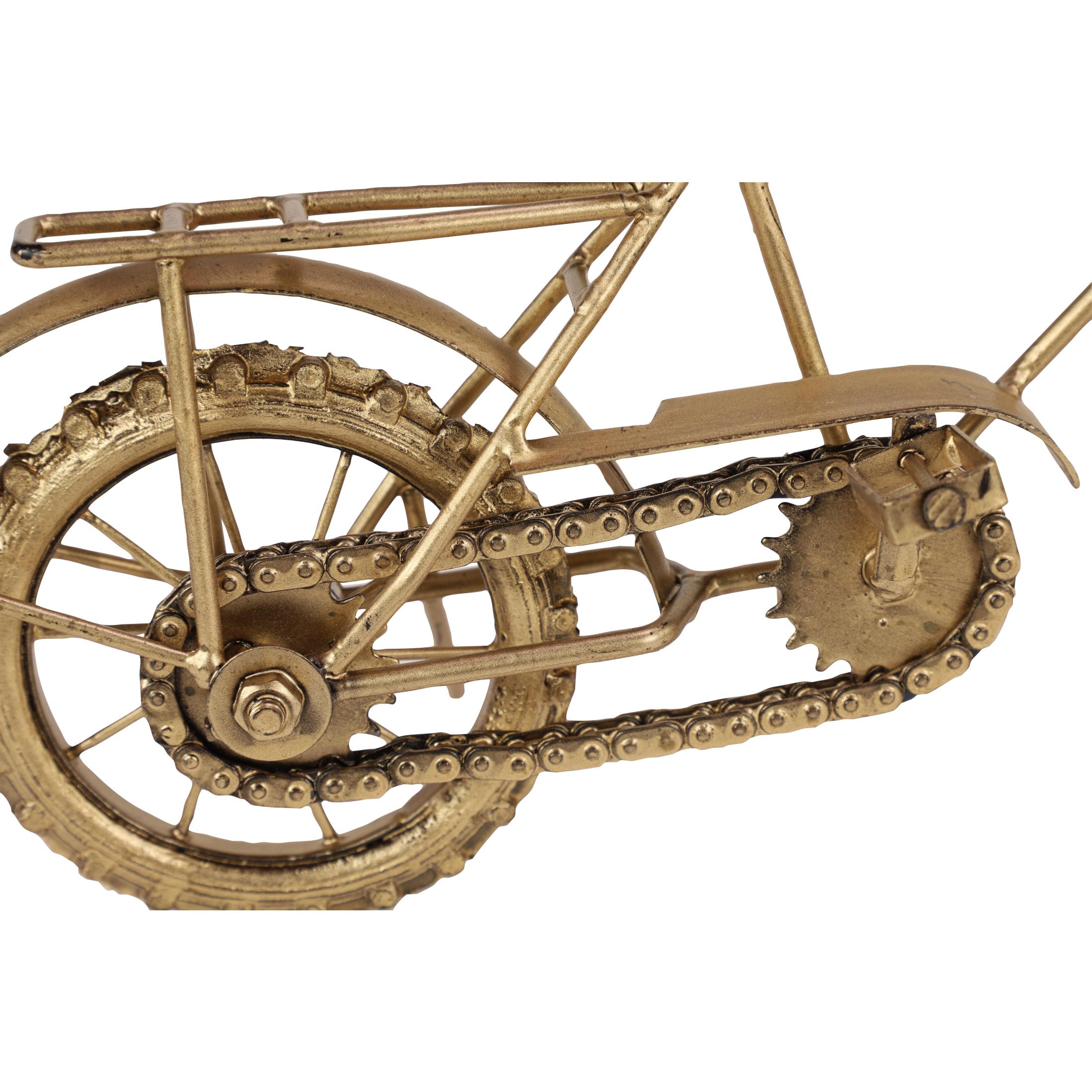14" x 8" Gold Metal Bike Sculpture, by DecMode