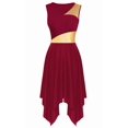 thumbnail image 1 of yrsZX Vestido de túnica de Danza de alabanza para Mujer, Dobladillo Irregular, Falda Fluida, sin Mangas, adoración, Traje de Danza lírica litúrgica, Etiqueta XXL, Rojo Vino, 1 of 1