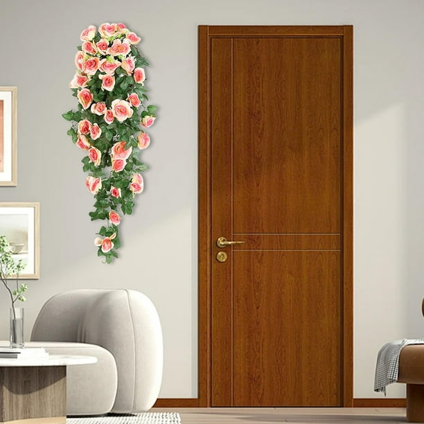 Decoración del hogar, decoración de habitaciones, decoración de paredes, juego de rosas artificiales para colgar en la pared, flores falsas de ratán para centros comerciales, decoración del hogar, arr