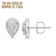 thumbnail image 2 of Blue Apple Jewelry Co. Solid 10K White Gold 9mm Teardrop Pear Shaped Round Diamond Stud Earrings, 2 of 7