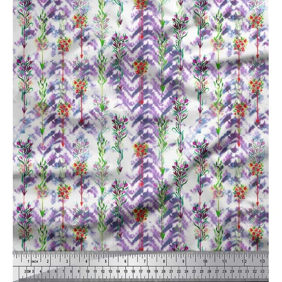 Soimoi Poly Georgette Fabric Floral & Arrow Tie-Dye Fabric Prints by Yard 52 Inch Wide
