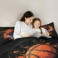 thumbnail image 5 of Feelyou Boys Cartoon Basketball Twin Bedding Sets 7-Piece, Black Orange Splatter Bedding Comforter Set, Eat Sleep Sports Reversible Sheet Sets, Breathable Home Decor, 5 of 8