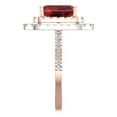 thumbnail image 3 of 2.62 ctw with Simulated Diamond Halo Accents Anniversary Ring for Women | Emerald Cut Natural Garnet | Hyperallergenic Solid 14K Rose/White Gold, 3 of 5
