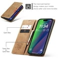 thumbnail image 4 of CaseMe Leather for iPhone 15 Case, Flip Wallet Leather Case with Card Holder Magnetic Closure Shockproof Kickstand Protective Phone Cases Cover for iPhone 15,Brown,For iPhone 15, 4 of 12
