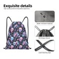 thumbnail image 4 of Sikiie cool Skull flower Drawstring Backpack Drawstring Bags, Draw String Back Bag for Sports, Gym, Travel, Swimming, Beach-Small, 4 of 6