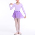 thumbnail image 3 of YONGHS Girls Long Sleeve Leotard with Tutu Skirt Kids Ballerina Ballet Dancewear Dress Outfits Lavender&Pink 9-10, 3 of 7