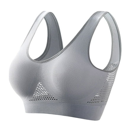 GXIPO Breathable Cool Liftup Air Bra 2024 Seamless Wireless Plus Size Lingerie Women  Large Size Sports Bras Underwear Gray 4XL