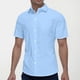 thumbnail image 3 of Camisa de manga corta con solapa y botones para hombre - Poliéster, estilo informal de negocios, color liso, corte cómodo, 3 of 8