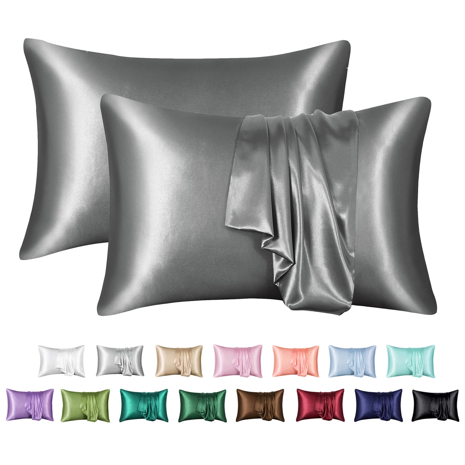 Details about   Zippered Satin Standard Pillowcases Silky Soft Luxury White 20" x 26" bedrooms 