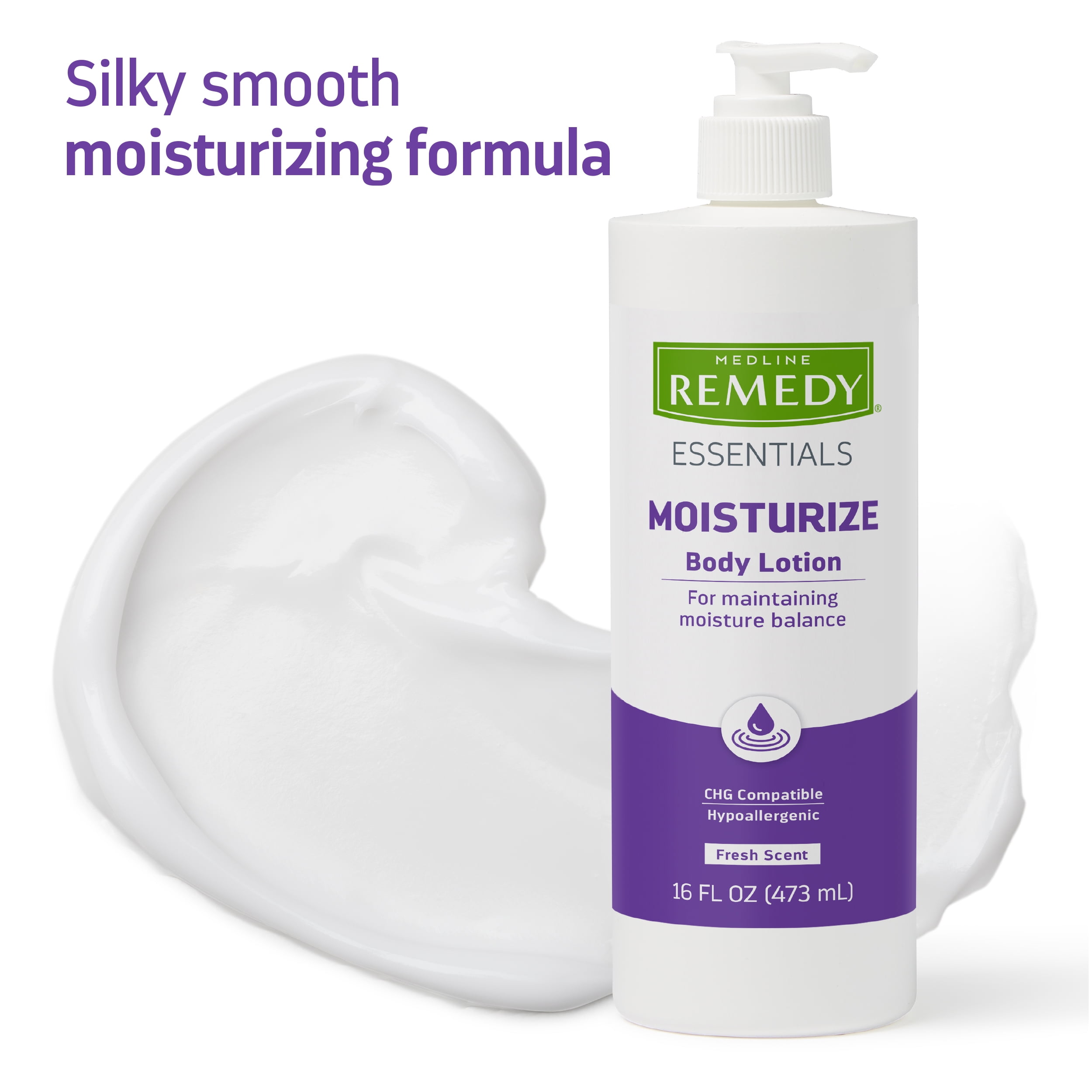 Medline Remedy Essentials Moisturizing Body Lotion (16 oz Bottle), 12 Count, Fresh Scent, Hydrating, Non-Greasy, For Dry Skin
