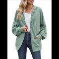 thumbnail image 1 of Sudadera con Capucha y Cremallera para Mujer, de Larga, Informal, de Gran Tamaño, con Bolsillos. Verde Oscuro XXL, 1 of 10