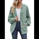 thumbnail image 1 of Sudadera con Capucha y Cremallera para Mujer, de Larga, Informal, de Gran Tamaño, con Bolsillos. Verde Oscuro L, 1 of 10
