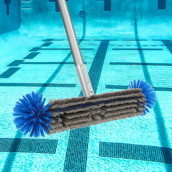 ACDANC Pool Brush For Cleaning Pool Walls Heavy Duty Inground Above Ground Swimming Pool Scrub Brushes With Reinforced Aluminium Back Blue