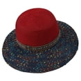 thumbnail image 2 of Karymi Cowboy Hat Two-Tone Contrast Speckled Mix Woven Straw Sun Hat with Ethnic PatternBand, Solid Dome Crown Wide Floppy Brim Boho Style Beach Hat Baseball Cap, 2 of 5